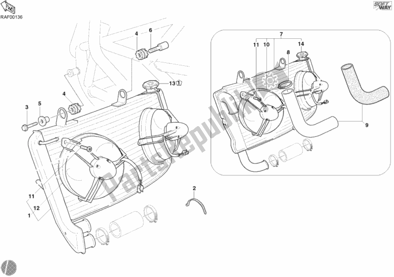 Todas las partes para Enfriador De Agua de Ducati Superbike 749 S 2006